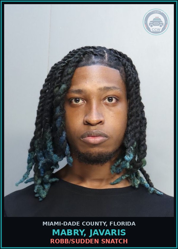 Booking mugshot of MABRY, JAVARIS in Miami-Dade County