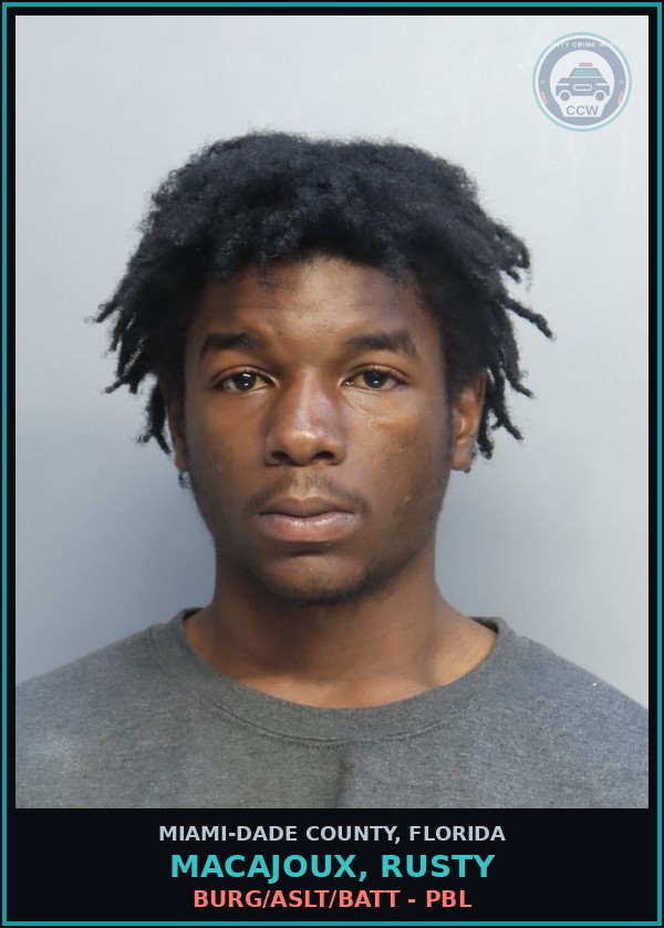 Booking mugshot of MACAJOUX, RUSTY in Miami-Dade County