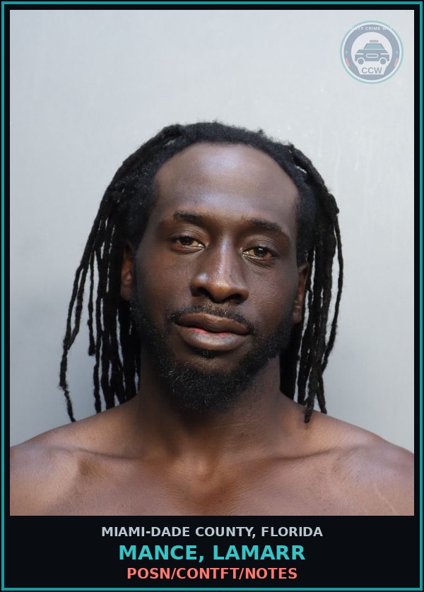 Booking mugshot of MANCE, LAMARR in Miami-Dade County