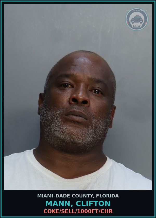 Booking mugshot of MANN, CLIFTON in Miami-Dade County