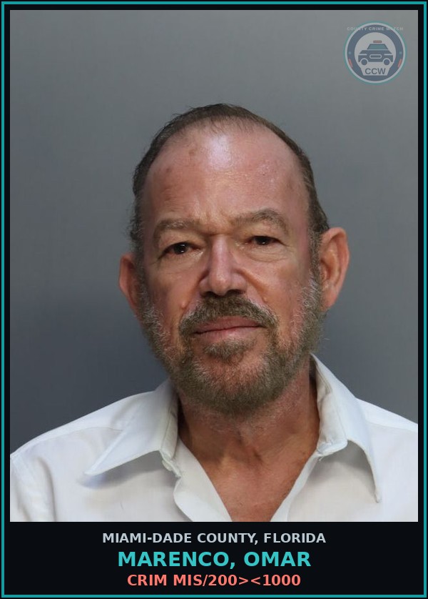 Booking mugshot of MARENCO, OMAR in Miami-Dade County