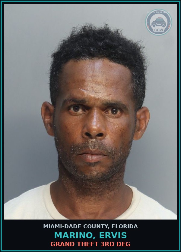 Booking mugshot of MARINO, ERVIS in Miami-Dade County