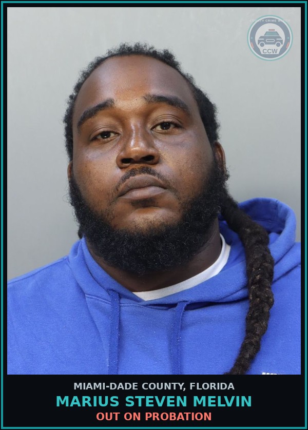 Booking mugshot of MARIUS STEVEN  MELVIN in Miami-Dade County