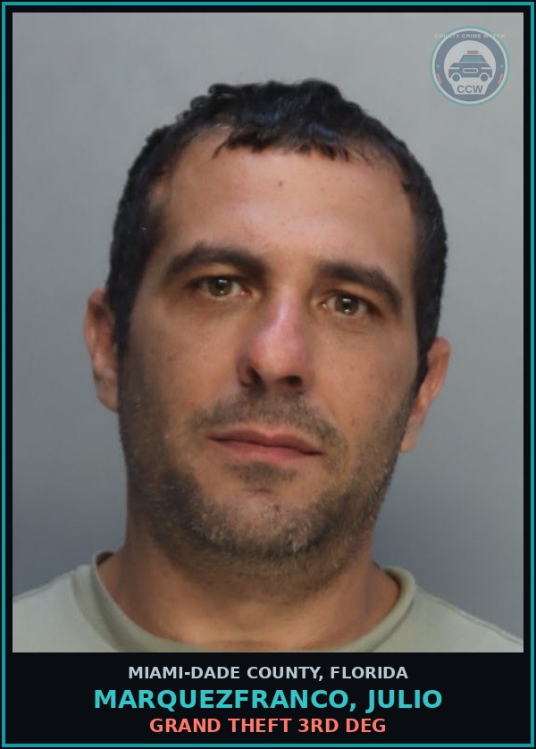 Booking mugshot of MARQUEZFRANCO, JULIO in Miami-Dade County