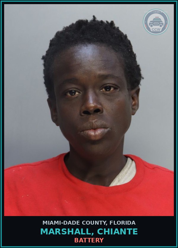 Booking mugshot of MARSHALL, CHIANTE in Miami-Dade County