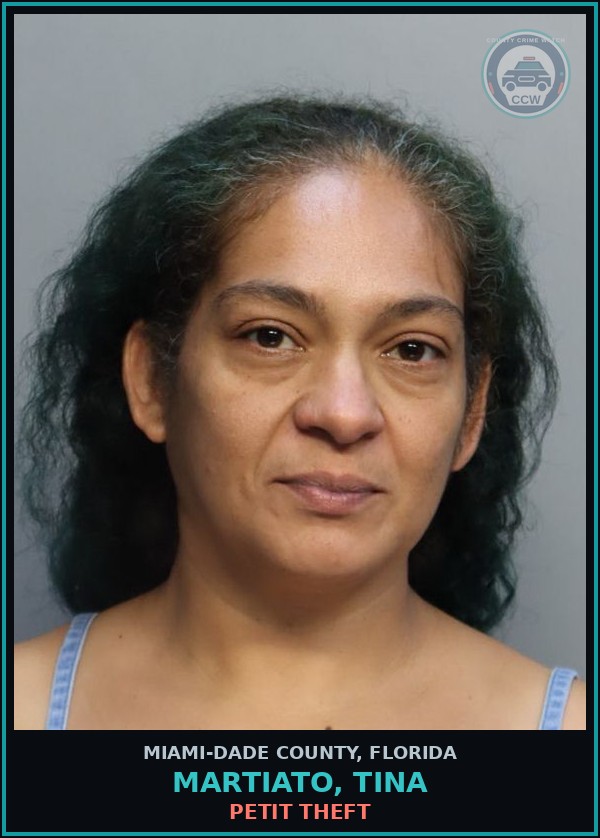 Booking mugshot of MARTIATO, TINA in Miami-Dade County