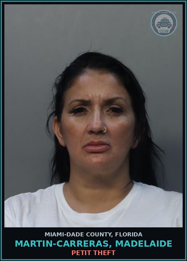 Booking mugshot of MARTIN-CARRERAS, MADELAIDE in Miami-Dade County