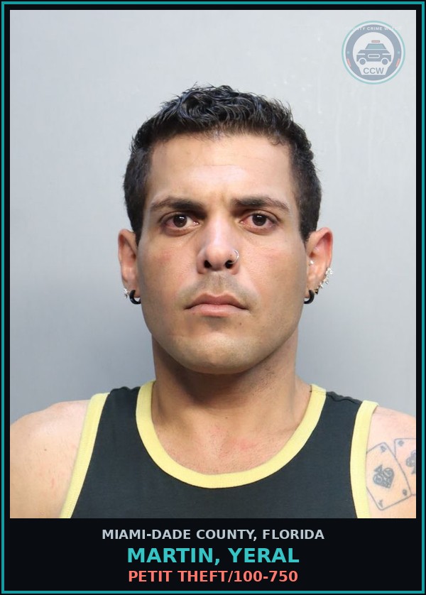 Booking mugshot of MARTIN, YERAL in Miami-Dade County