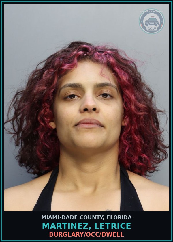 Booking mugshot of MARTINEZ, LETRICE in Miami-Dade County