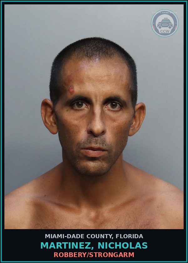 Booking mugshot of MARTINEZ, NICHOLAS in Miami-Dade County