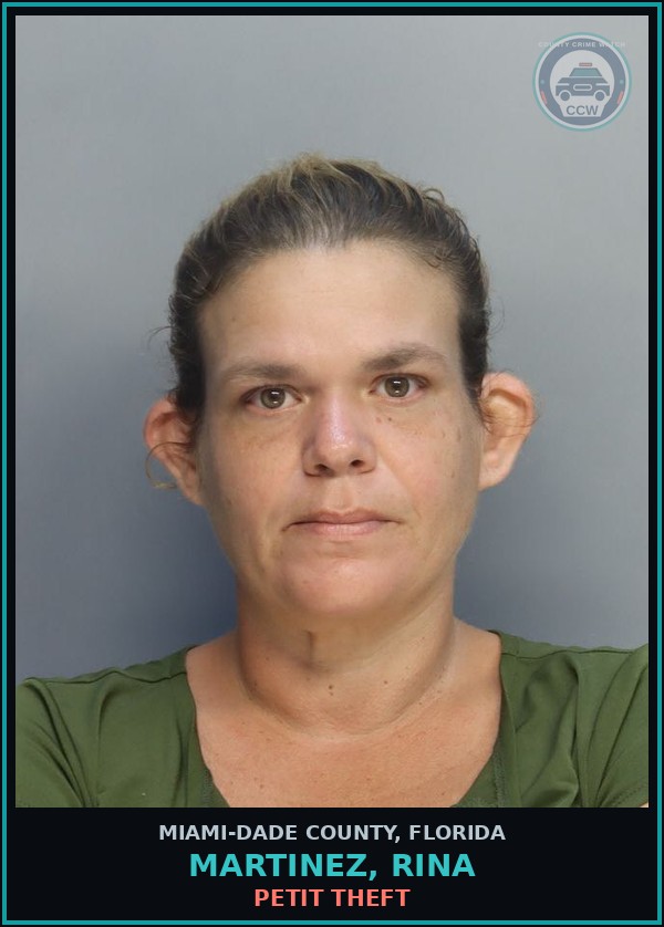 Booking mugshot of MARTINEZ, RINA in Miami-Dade County