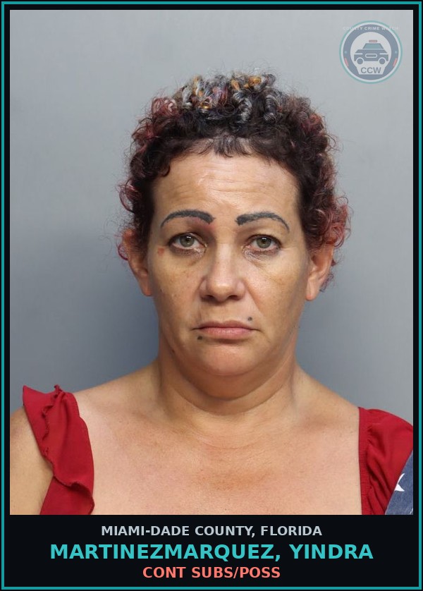Booking mugshot of MARTINEZMARQUEZ, YINDRA in Miami-Dade County
