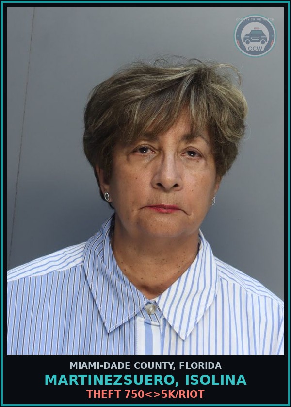Booking mugshot of MARTINEZSUERO, ISOLINA in Miami-Dade County