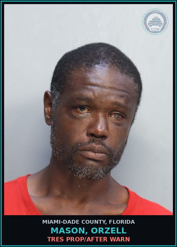 Booking mugshot of MASON, ORZELL in Miami-Dade County