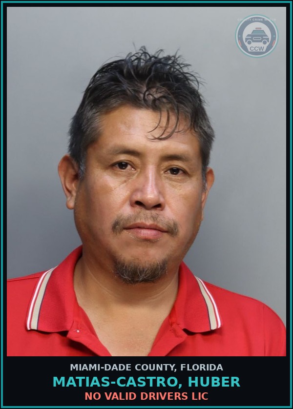 Booking mugshot of MATIAS-CASTRO, HUBER in Miami-Dade County
