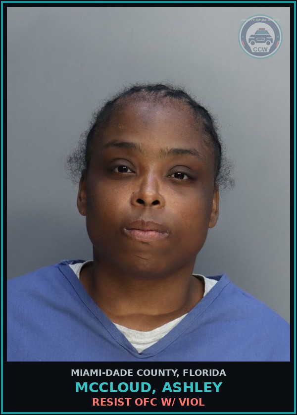 Booking mugshot of MCCLOUD, ASHLEY in Miami-Dade County