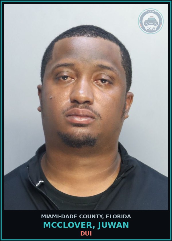 Booking mugshot of MCCLOVER, JUWAN in Miami-Dade County