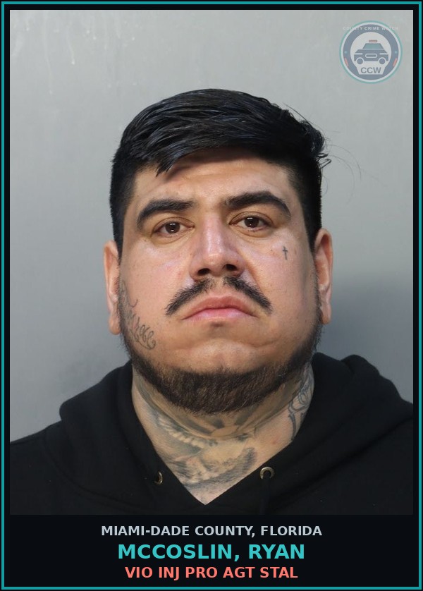 Booking mugshot of MCCOSLIN, RYAN in Miami-Dade County