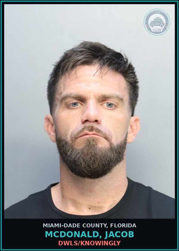 Booking mugshot of MCDONALD, JACOB in Miami-Dade County