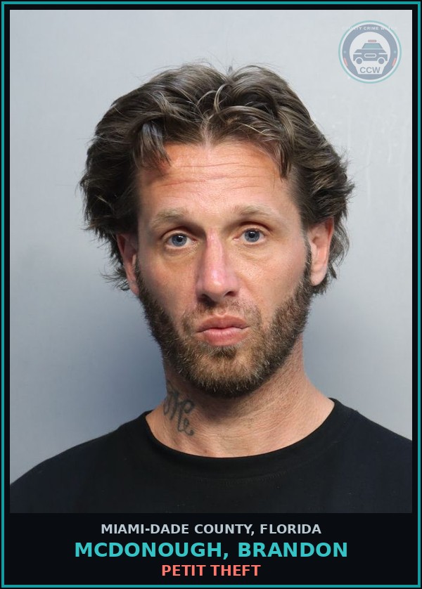 Booking mugshot of MCDONOUGH, BRANDON in Miami-Dade County