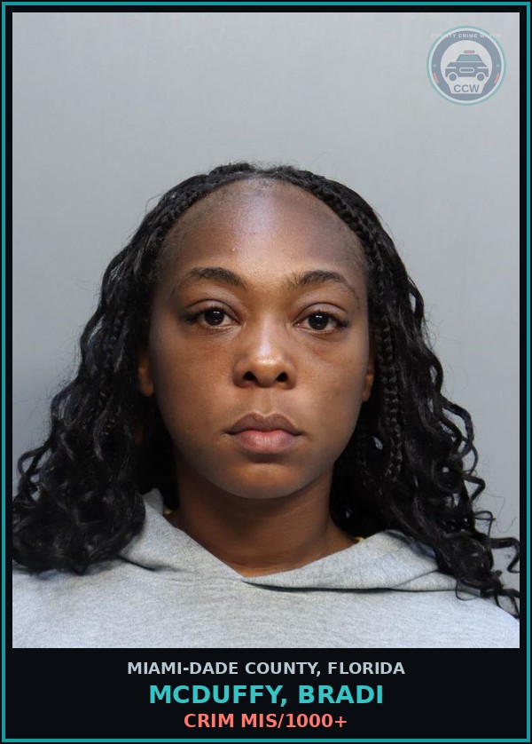 Booking mugshot of MCDUFFY, BRADI in Miami-Dade County