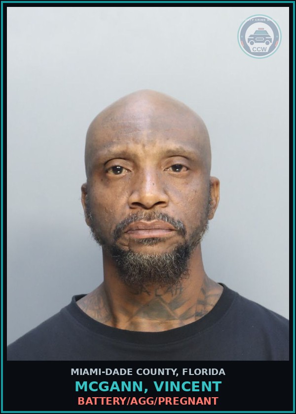 Booking mugshot of MCGANN, VINCENT in Miami-Dade County