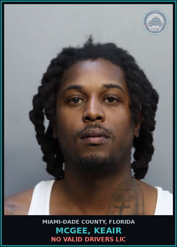 Booking mugshot of MCGEE, KEAIR in Miami-Dade County