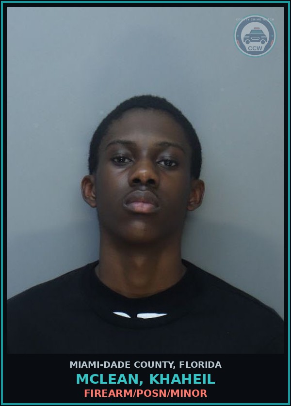 Booking mugshot of MCLEAN, KHAHEIL in Miami-Dade County