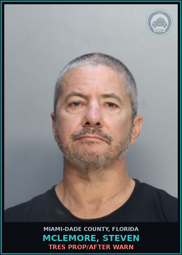 Booking mugshot of MCLEMORE, STEVEN in Miami-Dade County