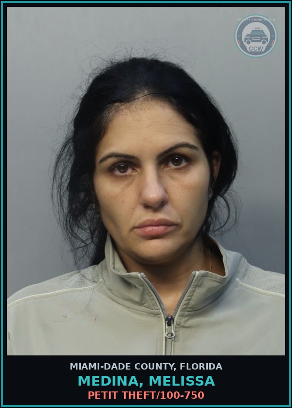 Booking mugshot of MEDINA, MELISSA in Miami-Dade County