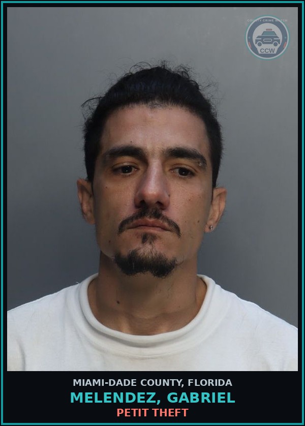 Booking mugshot of MELENDEZ, GABRIEL in Miami-Dade County