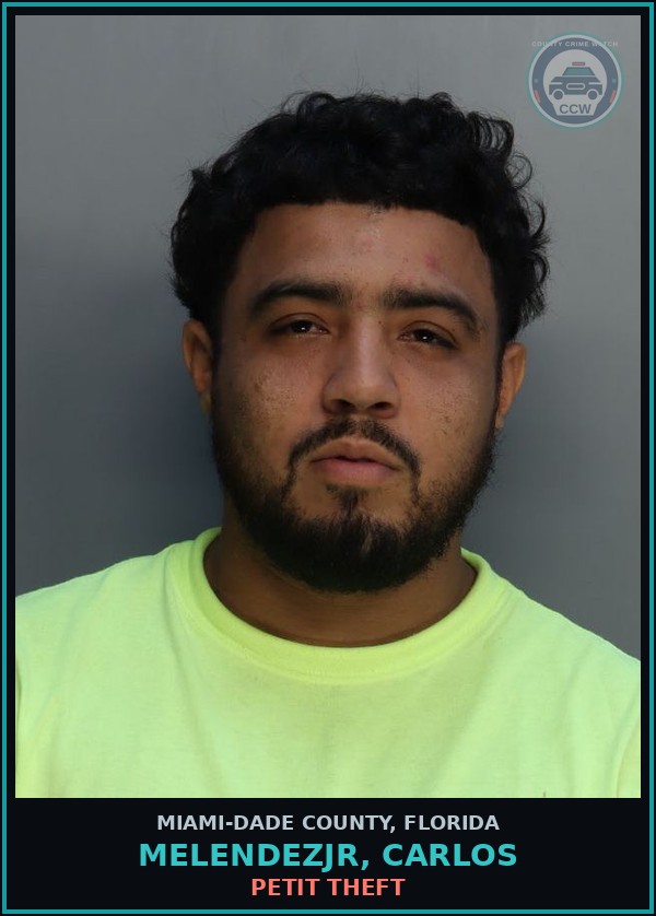 Booking mugshot of MELENDEZJR, CARLOS in Miami-Dade County