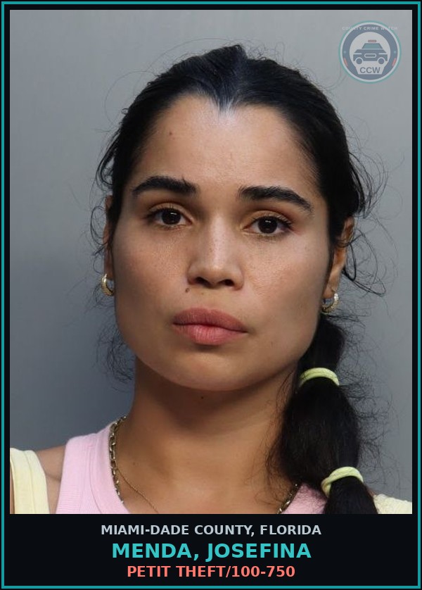 Booking mugshot of MENDA, JOSEFINA in Miami-Dade County