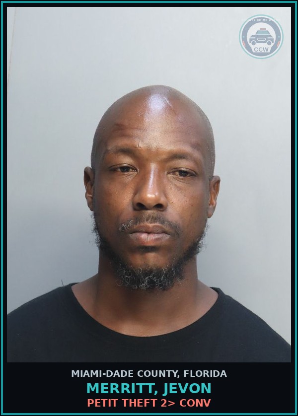 Booking mugshot of MERRITT, JEVON in Miami-Dade County