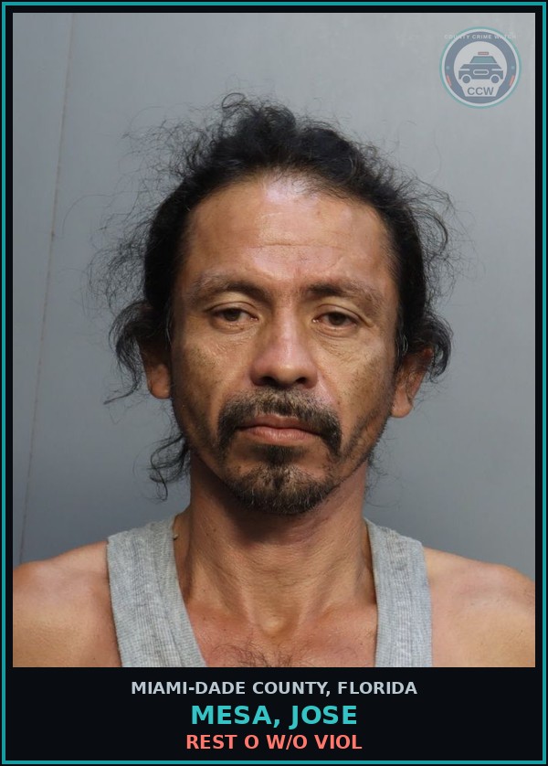 Booking mugshot of MESA, JOSE in Miami-Dade County