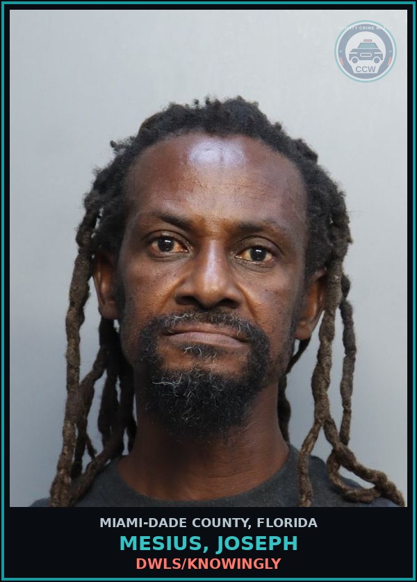 Booking mugshot of MESIUS, JOSEPH in Miami-Dade County