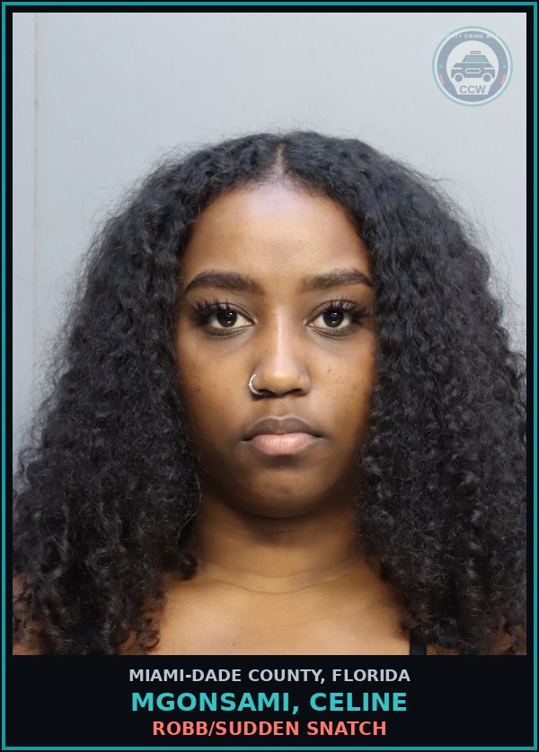 Booking mugshot of MGONSAMI, CELINE in Miami-Dade County