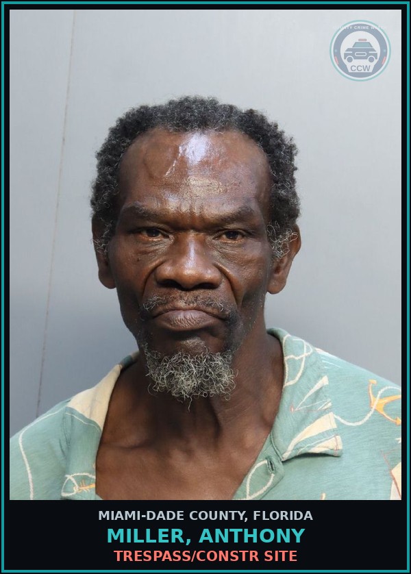 Booking mugshot of MILLER, ANTHONY in Miami-Dade County