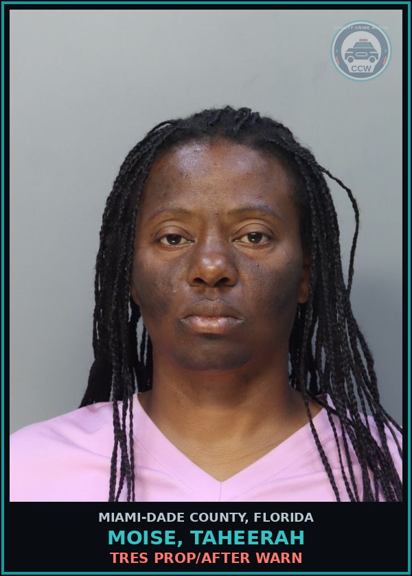Booking mugshot of MOISE, TAHEERAH in Miami-Dade County
