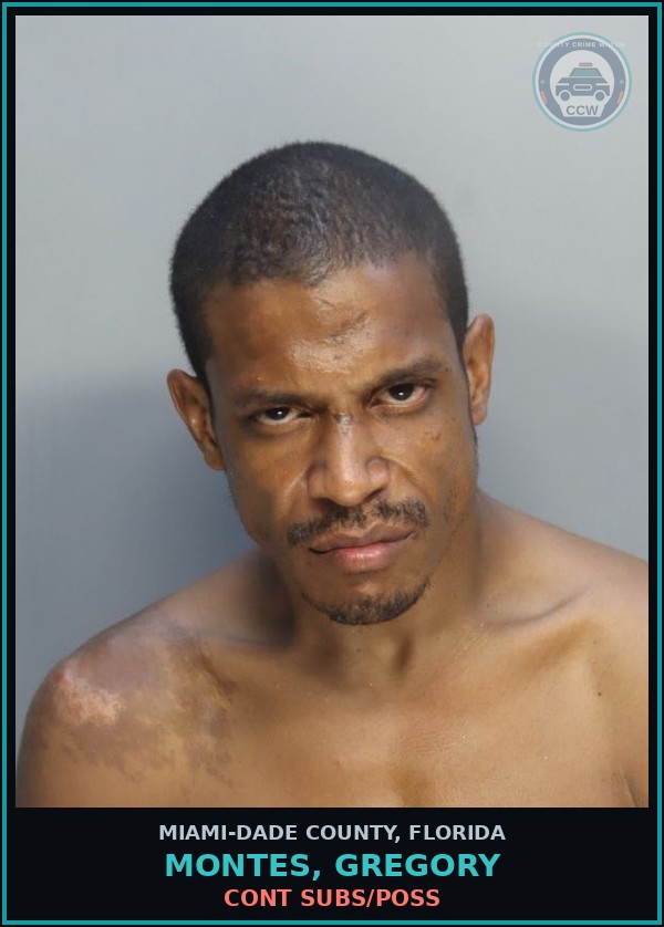 Booking mugshot of MONTES, GREGORY in Miami-Dade County