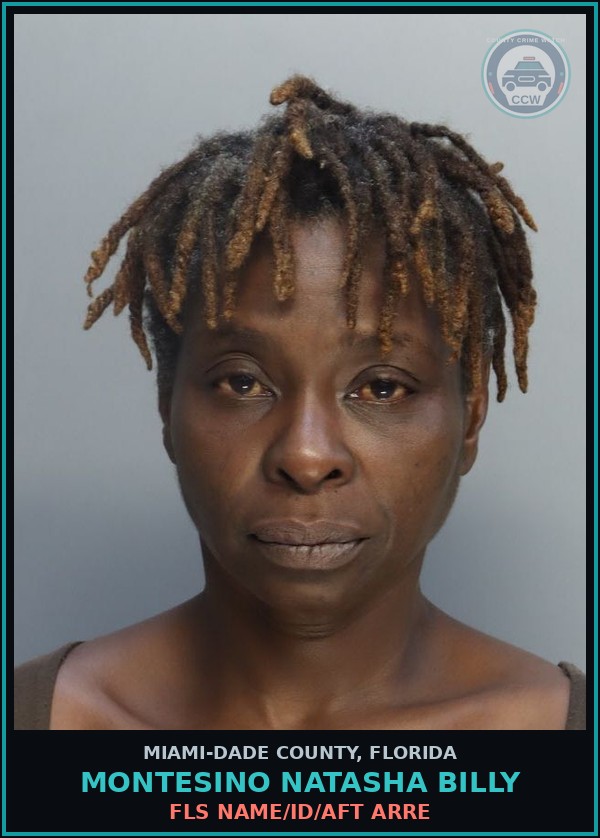 Booking mugshot of MONTESINO NATASHA  BILLY in Miami-Dade County