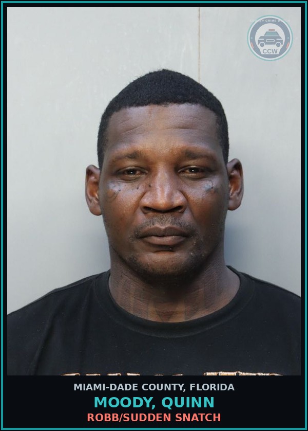 Booking mugshot of MOODY, QUINN in Miami-Dade County