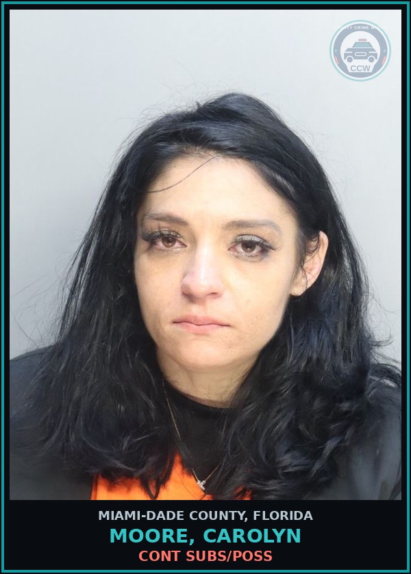 Booking mugshot of MOORE, CAROLYN in Miami-Dade County