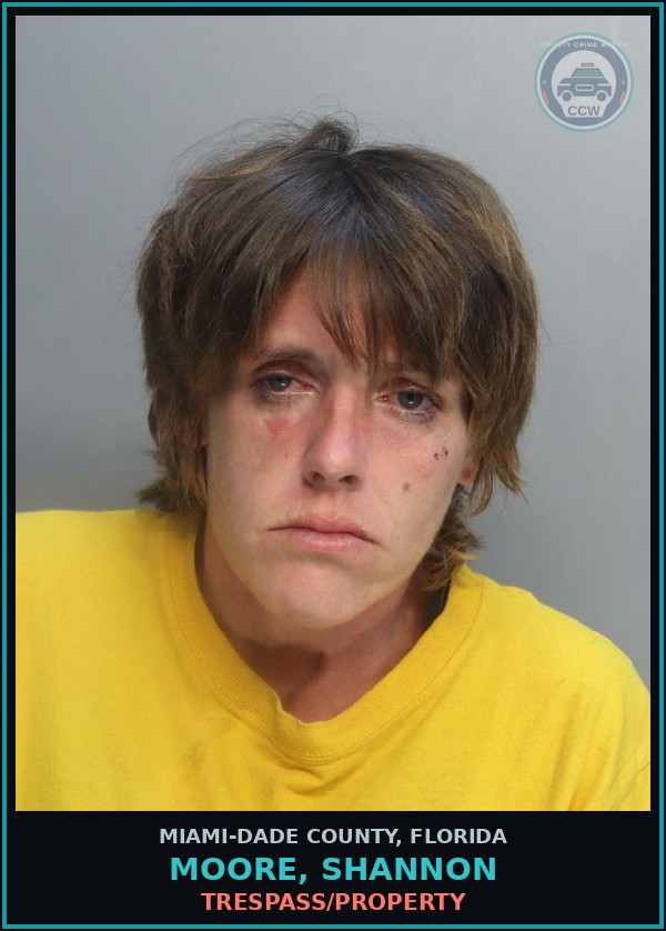 Booking mugshot of MOORE, SHANNON in Miami-Dade County