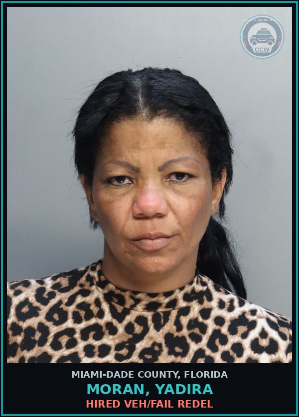 Booking mugshot of MORAN, YADIRA in Miami-Dade County