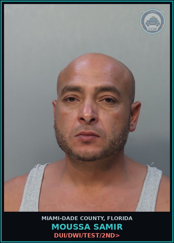 Booking mugshot of MOUSSA SAMIR in Miami-Dade County