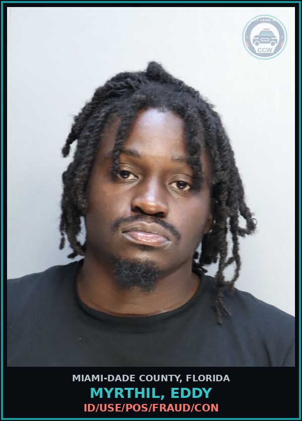 Booking mugshot of MYRTHIL, EDDY in Miami-Dade County