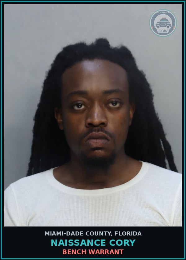 Booking mugshot of NAISSANCE CORY in Miami-Dade County