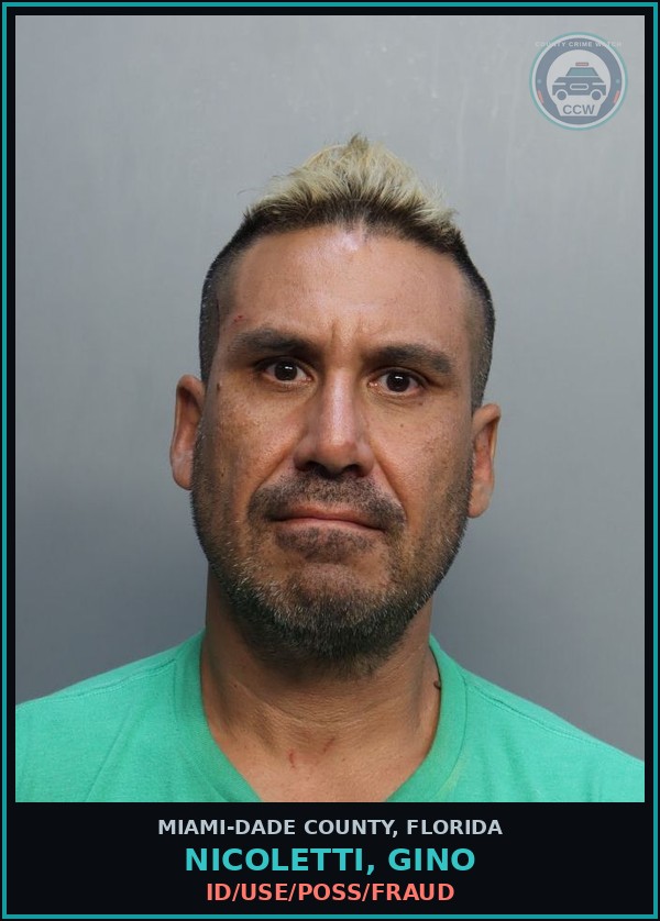 Booking mugshot of NICOLETTI, GINO in Miami-Dade County