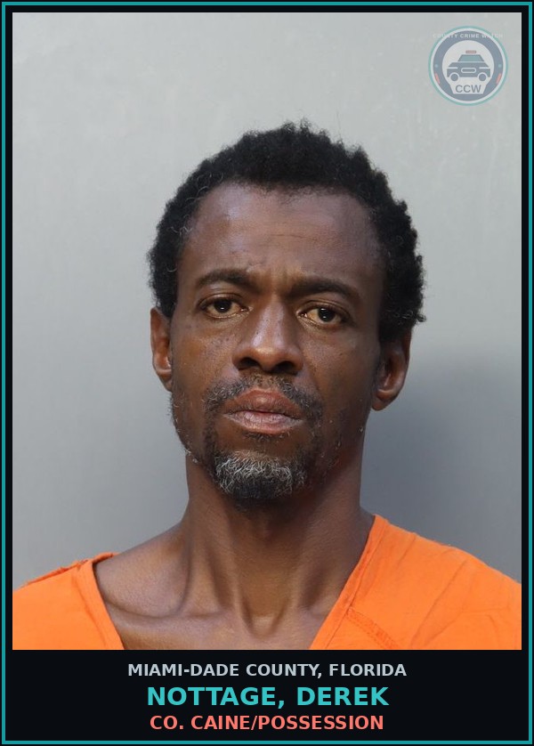 Booking mugshot of NOTTAGE, DEREK in Miami-Dade County